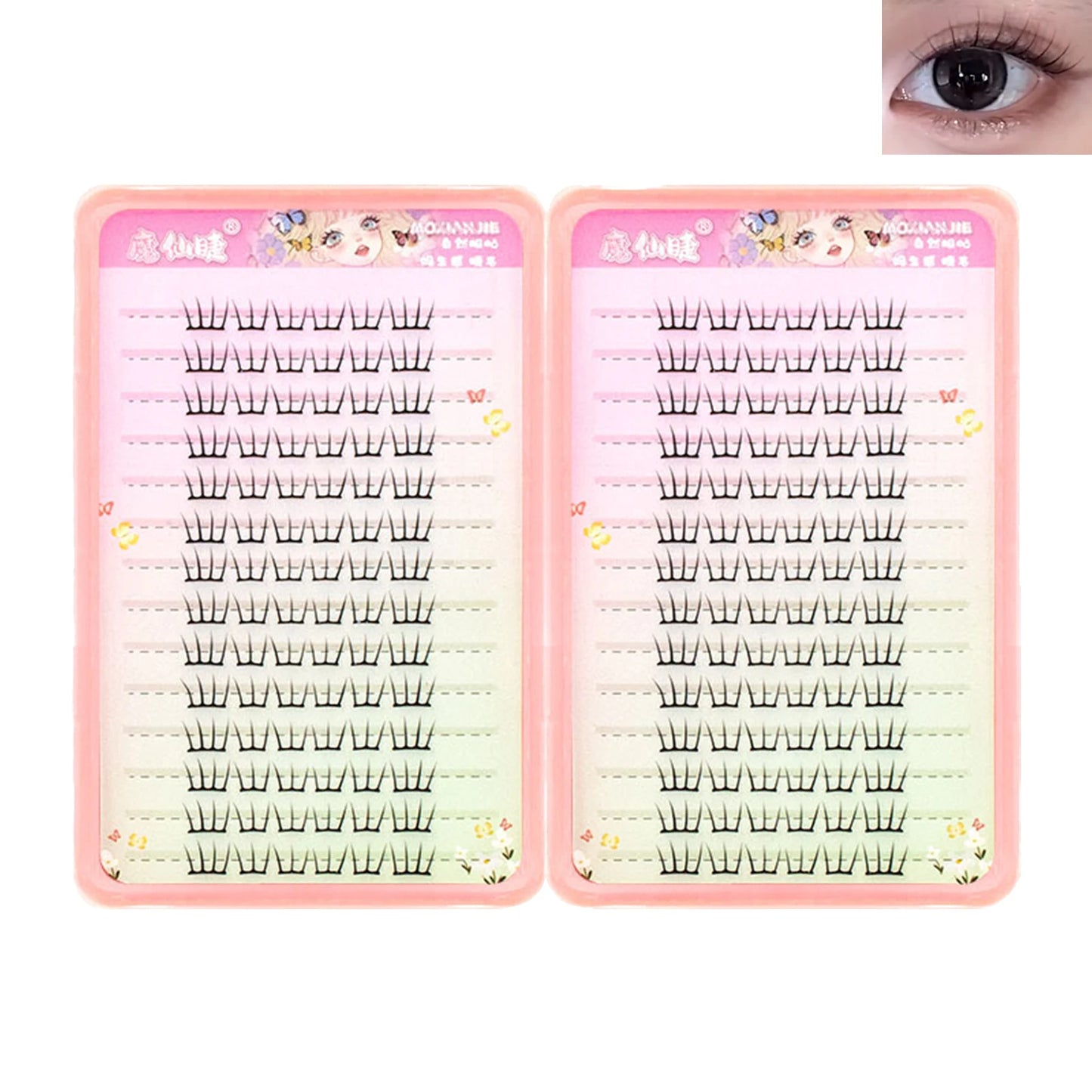 Large Capacity Korean Style Eyelashes Clusters Dense Comics Artificial Eyelashes Perfect Makeup Tool For Girls Enlarge Your Eyes