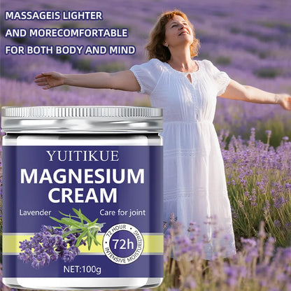 YUITIKUE Magnesium & Lavender Cream 100g - 72-hour Moisturizing Joint Care, Fast Absorbing, Non-Greasy, Suitable for Athletes