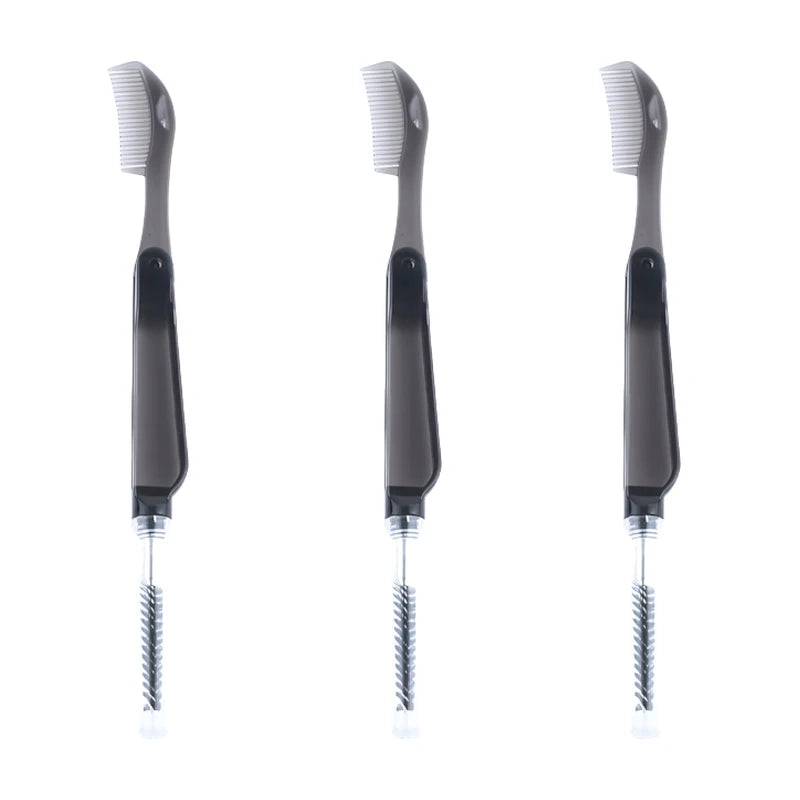 3PCS Stainless Steel Dual-Ended Eyelash Comb & Eyebrow Brush – Makeup Artist-Recommended Beauty Tool