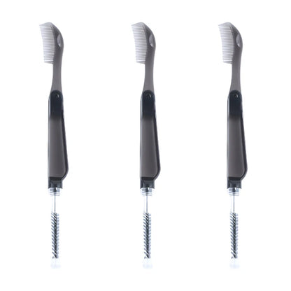 3PCS Stainless Steel Dual-Ended Eyelash Comb & Eyebrow Brush – Makeup Artist-Recommended Beauty Tool