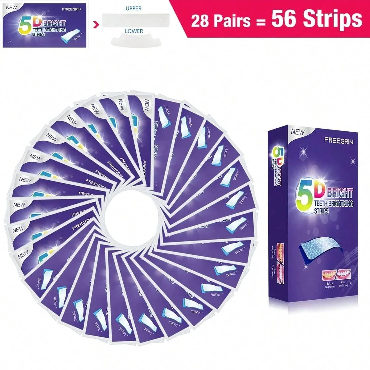 [ 5D ] Effective Teeth Whitening Strips Whitener Strips Teeth Whitener Helps Remove Yellow Teeth And Stains Teeth Stain Remover