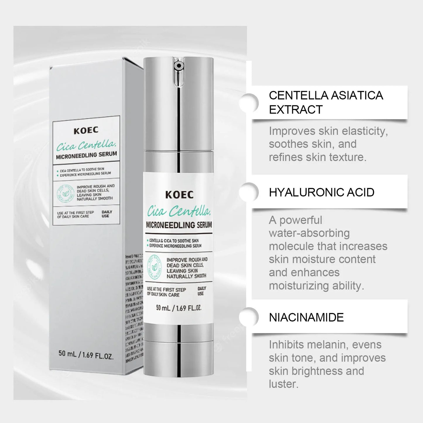 Korean Microneedle Essence Desalination Fine Lines Spots Collagen Solution Reverse Aging Recombinant Improves Rough Texture 50ml
