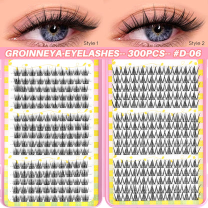 GROINNEYA Lash Clusters 30Rows DIY Natural Manga Eyelashes Mixed Tray Individual Lashes Natural Volume Eyelash Extension Makeup