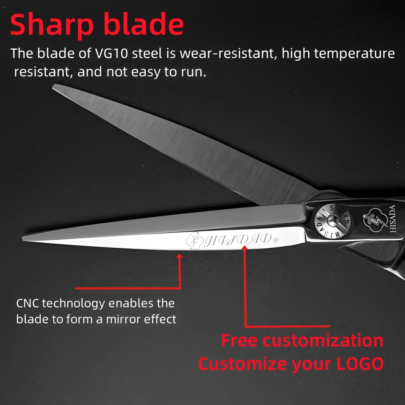 HISADA professional barber scissors Japanese handmade VG10 material scissors 6.0/6.5/7.0 inch hairdressing scissors