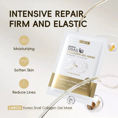 LAIKOU Korea Snail Collagen Essence Mask Hydrating Sheet Mask Anti-Wrinkle Face Mask Firming Skin Care 25g*20pcs