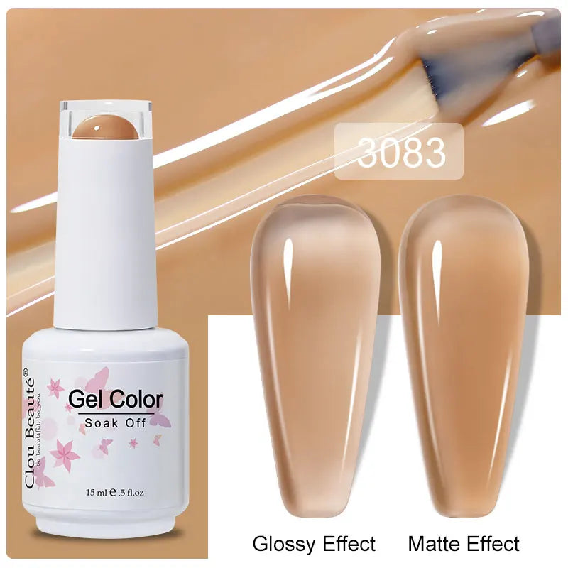 Clou Beaute 15ml Nail Gel Polish Warm Color Dark Red Brown Semi Permanent Nail Art Manicure Soak Off LED UV Varnishes Lacquer