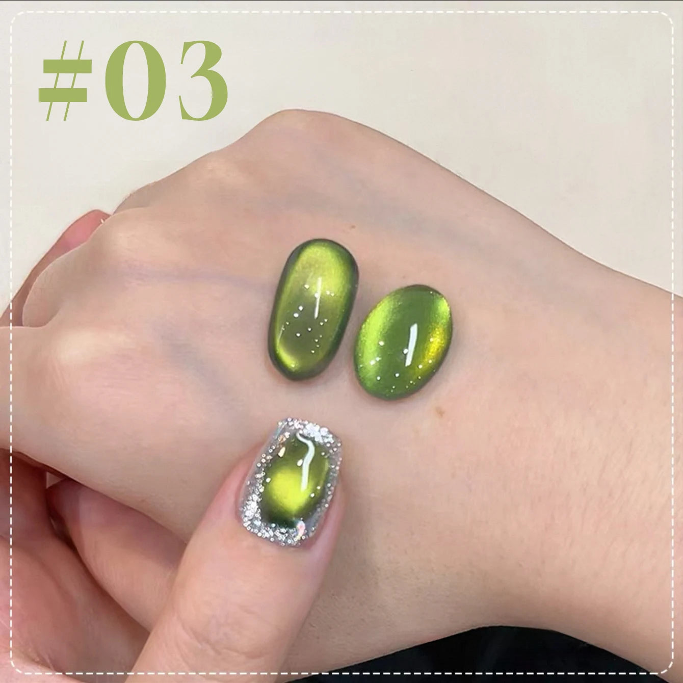 10ML 1-21PCS 2025 Autumn New Emerald Green Magnet Cat's Eye Gel Nail Polish Green Whitening Glass Bead Cat Eye Nail Polish