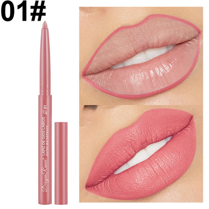 Lip Liner Lipstick Pen Waterproof Long-Lasting Contouring Lip Pencil Matte Finish Beginner Automatic Lip Liner Bean Paste Color Contouring Pen Automatic Rotating Lip Liner