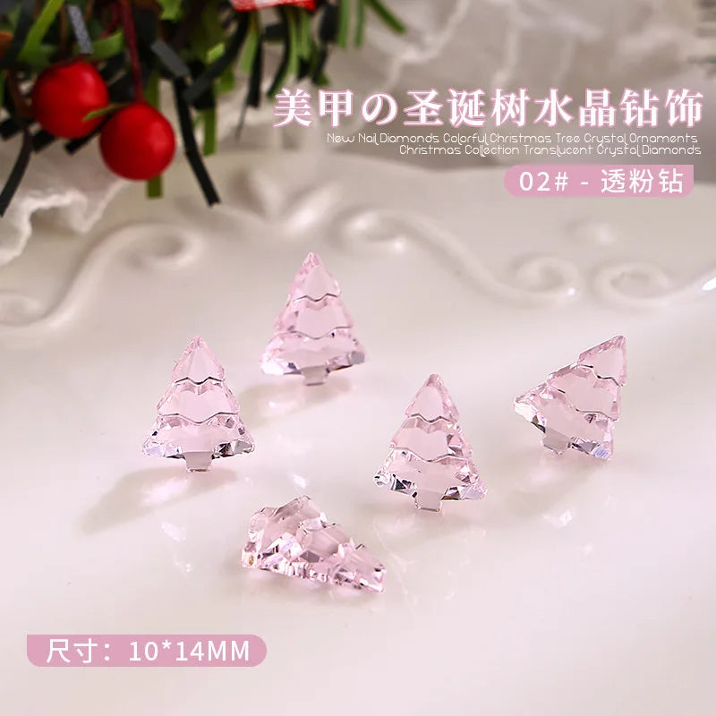 10PCS 3D Transparent Christmas Tree Nail Art Rhinestone Charms Gems Accessories For Winter Nail Decoration Design Supplies Parts