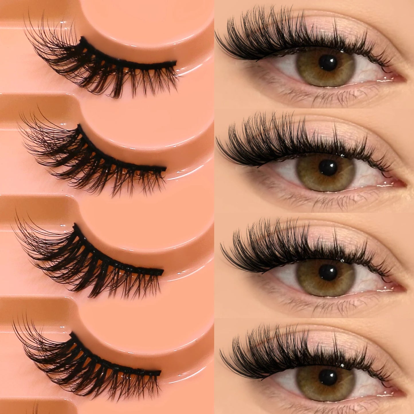 VELTRINAY Half Lashes Natural Cat Eye Eyelashes Wispy False Eyelashes 3D Volume Strip Natural Lashes Fake Eyelashes Makeup