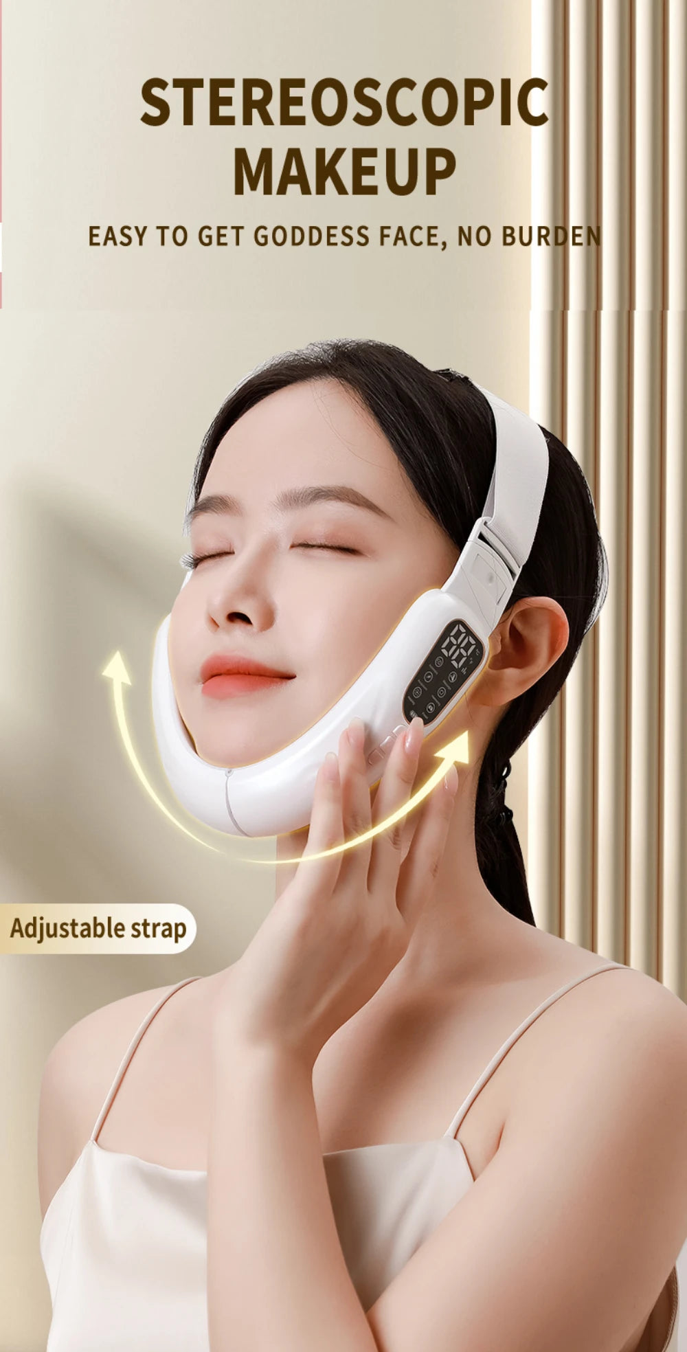 EMS Microcurrent Facial Device Rechargeable V-Lift Massager with Vibration Modes&Electrode Pads for Home Skincare and Contouring