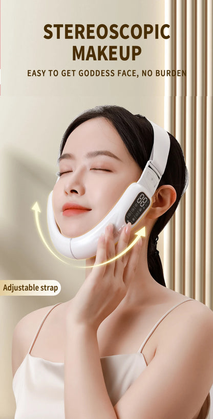 EMS Microcurrent Facial Device Rechargeable V-Lift Massager with Vibration Modes&Electrode Pads for Home Skincare and Contouring