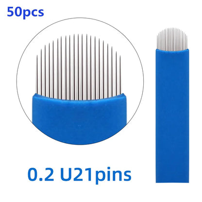 20/50pcs Microblading 0.18-0.25mm Tebori Blades Needles Tattoo Needle 7 9 11 12 14 16 18 21 Pin U shape Eyebrow Needles Makeup