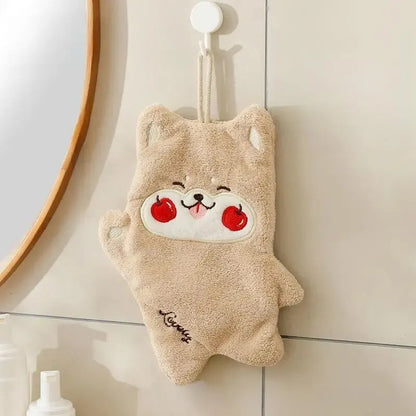 Double Layer Hand Towel Hanging Cartoon Square Scarf Thick Absorbent Towel Coral Velvet Double Layer Cute Tong Hand Towel