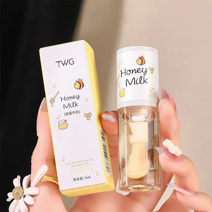 Peach Milk Honey Lip Oil Relieves Dry Moisturizing Lip Gloss Fades Lip Lines Water Light Lips Big Brush Head Cute