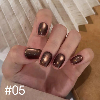 10ML 1-10PCS 2025 New Sunset Cat's Eye Nail Polish Series Amber Glass Beads Magnet Gel Nail Polish Nail Art Gold Brown Nails