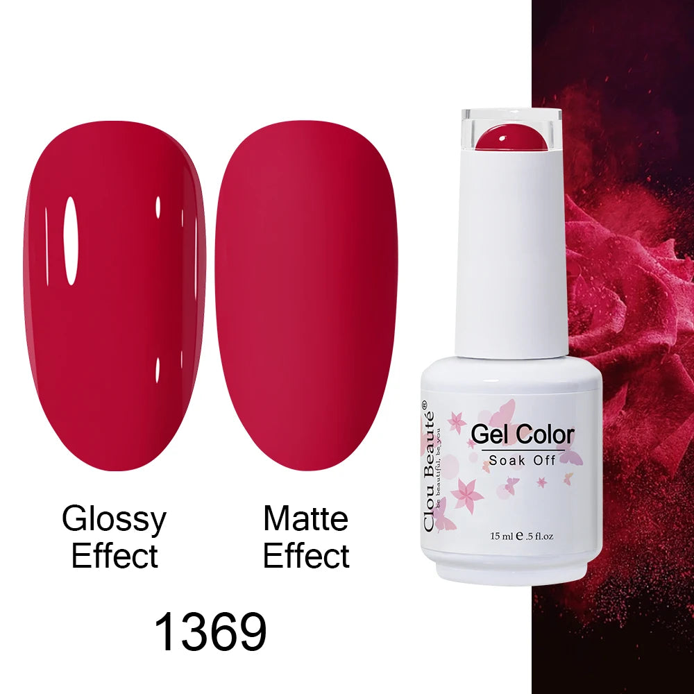 Clou Beaute 15ml Nail Gel Polish Warm Color Dark Red Brown Semi Permanent Nail Art Manicure Soak Off LED UV Varnishes Lacquer