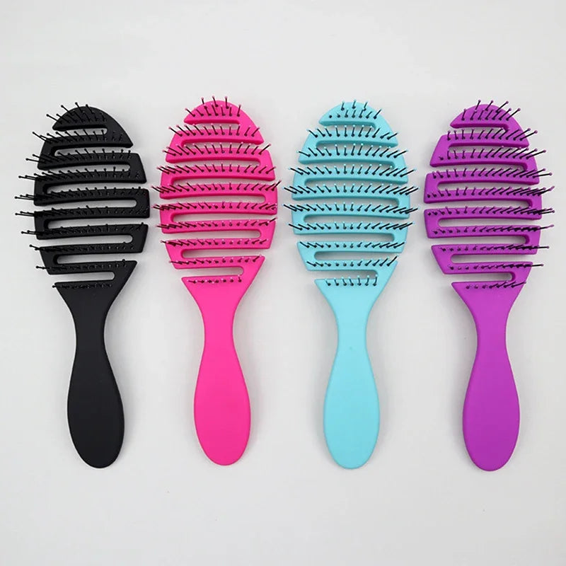 4 Colors Wet Brush Comb Tool Barber Hair Brush Hair Styling Tools Anti Tangle Anti-static Head Salon Hairdressing Accessories
