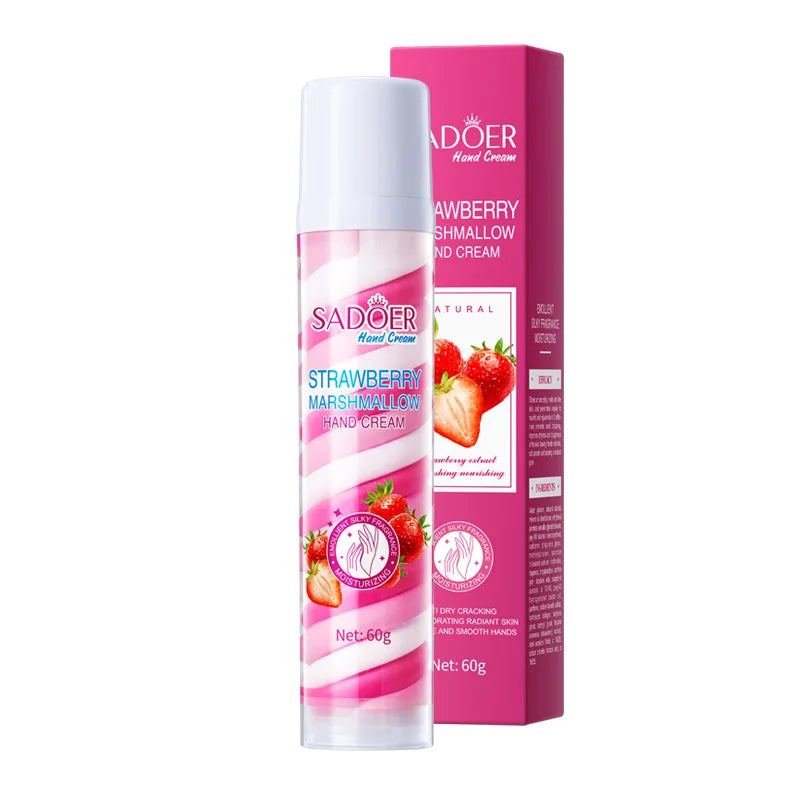 Fruit Marshmallow Hand Cream 60g – Tri-Color Nourishing Formula with Sweet Scent, Deeply Moisturizing Care for Dry Winter Hands