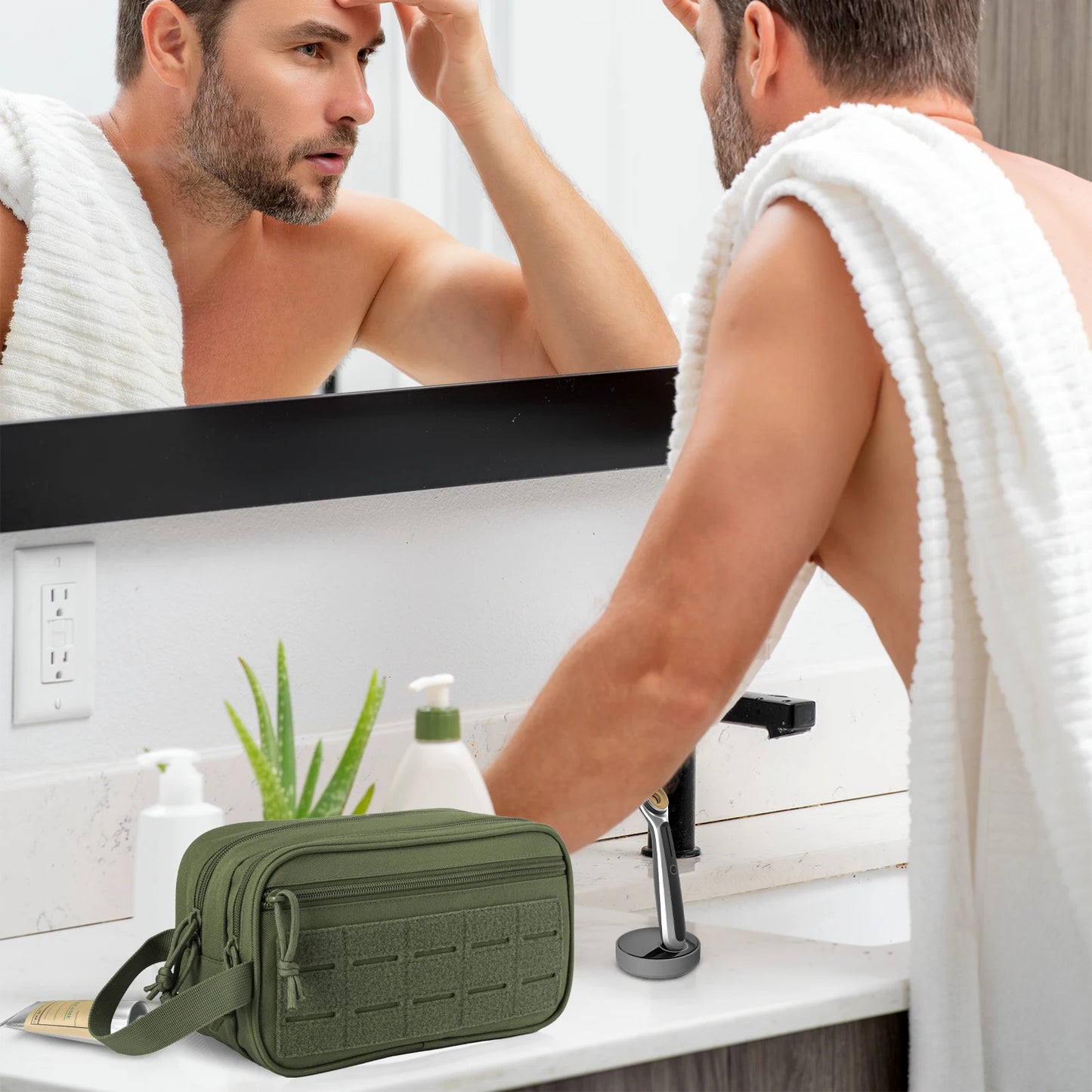Tactical Toiletry Bag For Men Hygiene Bag Tool Molle Pouches Small Dopp Kit Mens Shaving Kit Travel shower Makeup Cosmetic Bag