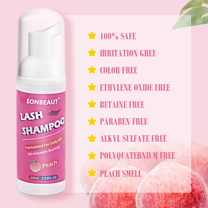 Eonbeaut Fake Eyelash Extension 60ml Glue Peach Shampoo Lash Adhesive Makeup Tool Beauty Shop Clean Foam Pump No Stimulation