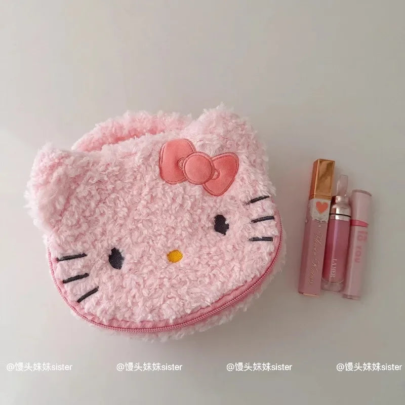 Large Capacity Cosmetics Storage Bag Kuromi My Melody Hello Kitty Cartoon Plush Bag Makeup Bag Travel Storage Bag Gifts Girl