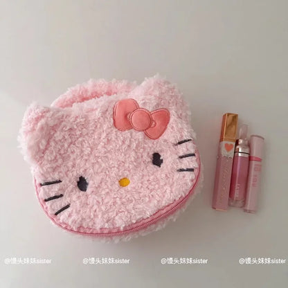 Large Capacity Cosmetics Storage Bag Kuromi My Melody Hello Kitty Cartoon Plush Bag Makeup Bag Travel Storage Bag Gifts Girl