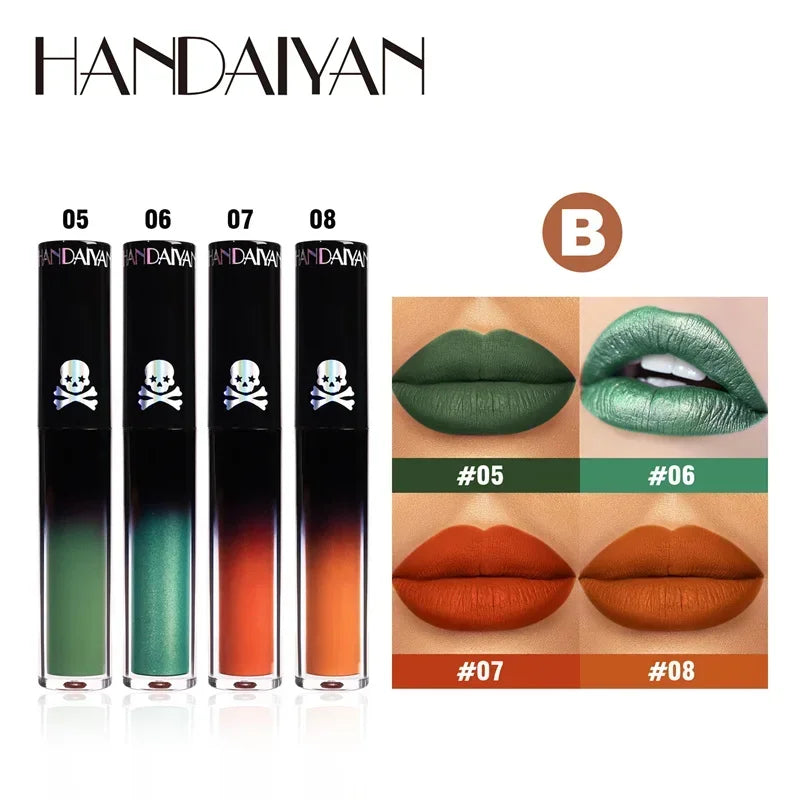 New Black Velvet Lipsticks Halloween Dark Matte Lip Gloss Set Moisturizing Lasting Waterproof No Fade Sexy Red Liquid Lipsticks