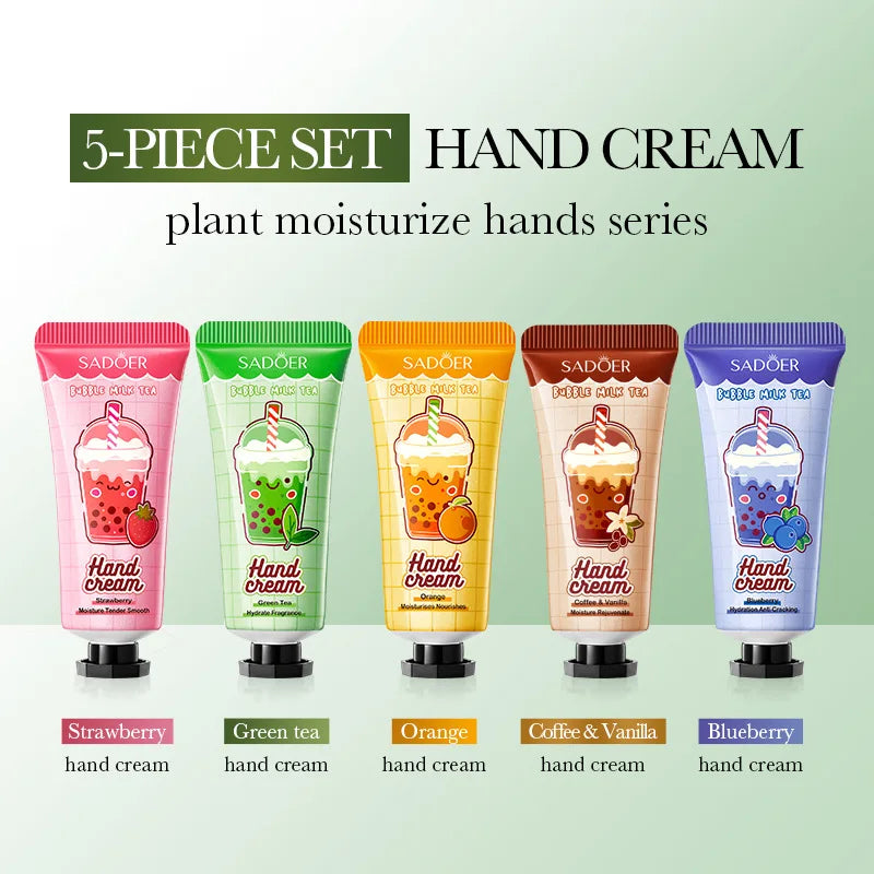 Fruit Milk Tea Hand Cream Gift Set - Intense Hydration & Crack Prevention for Winter, Soothing Dry Skin with Sweet Scent ,Travel