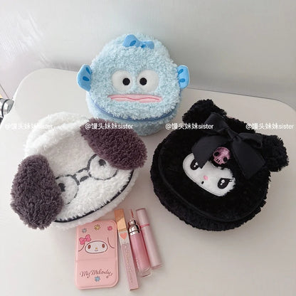 Large Capacity Cosmetics Storage Bag Kuromi My Melody Hello Kitty Cartoon Plush Bag Makeup Bag Travel Storage Bag Gifts Girl