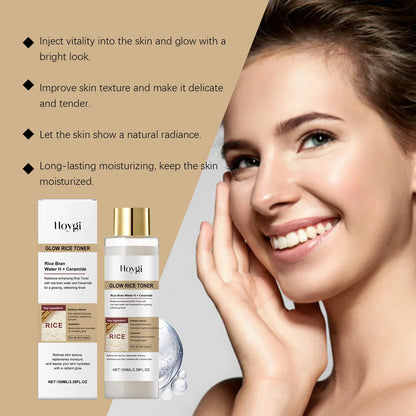 Glow Brightening Rice Essence Moisturizing Nourishing Even Skin Tone Improves Dullness Oil-Control Brightening Serum Skincare