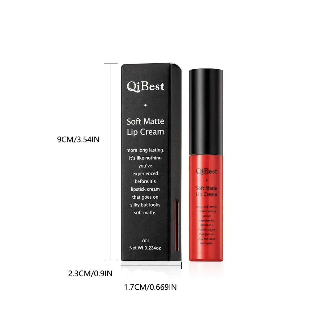 QIBEST Sexy Matte Velvet Liquid Lipstick Velvet Lip Gloss Tint Tube Matte Nude Pigment Red Black Makeup Cosmetics Lipsticks