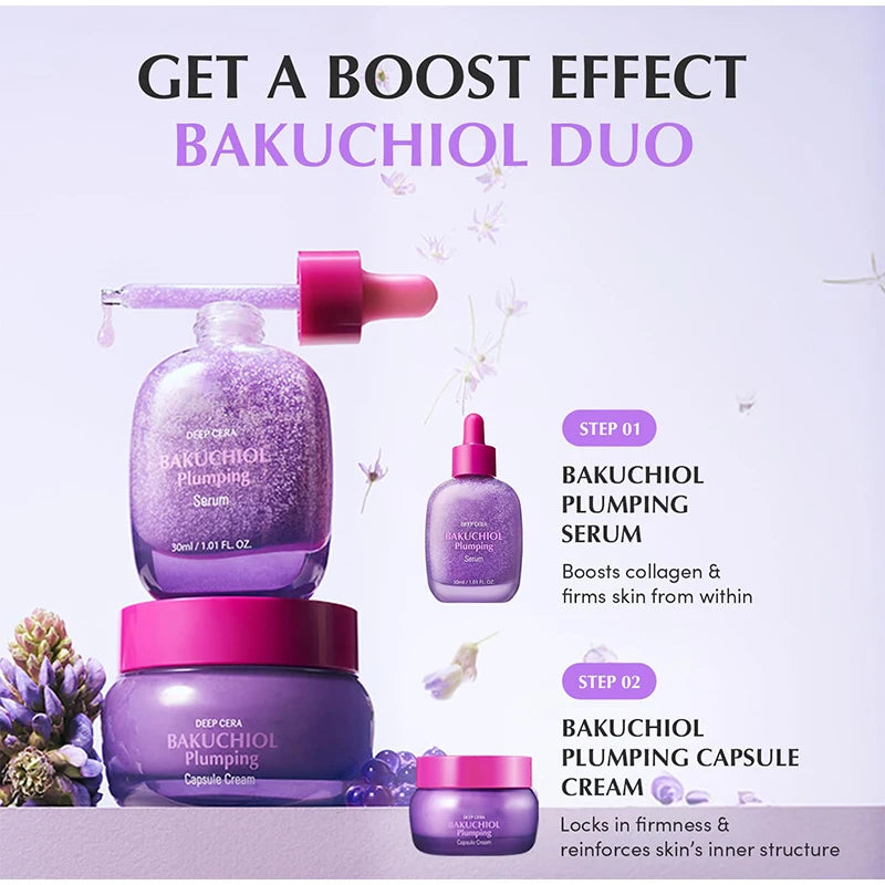 Bakuchiol Vitamin C Plumping Serum,Face Skin Anti-Aging Firming Moisturizing Brightening,Minimize Pore Dark Spot,Korean Skincare