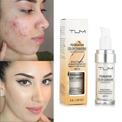 30ML TLM Foundation Color Changing Makeup Base Nude Face Full Cover Matte Concealer Long Lasting Make Up Liquid Foundation Cream