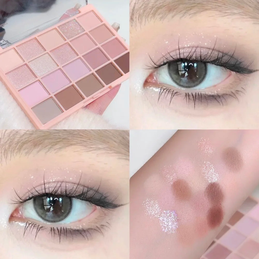 20-Color Warm Eyeshadow Palette – Romantic Smoky & Rose Tones, Matte & Glitter, High-Pigment, Smudge-Proof, Beauty Makeup