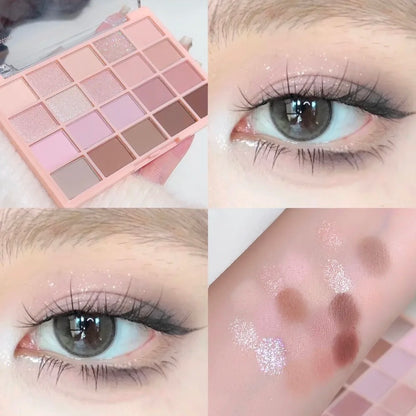 20-Color Warm Eyeshadow Palette – Romantic Smoky & Rose Tones, Matte & Glitter, High-Pigment, Smudge-Proof, Beauty Makeup