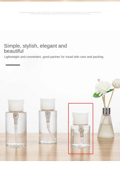 1/3pcsTransparent Pump Bottle Dispenser Push-Down Refillable Travel Bottle Set for Makeup Nail Polish Remover Cosmetic Organizer