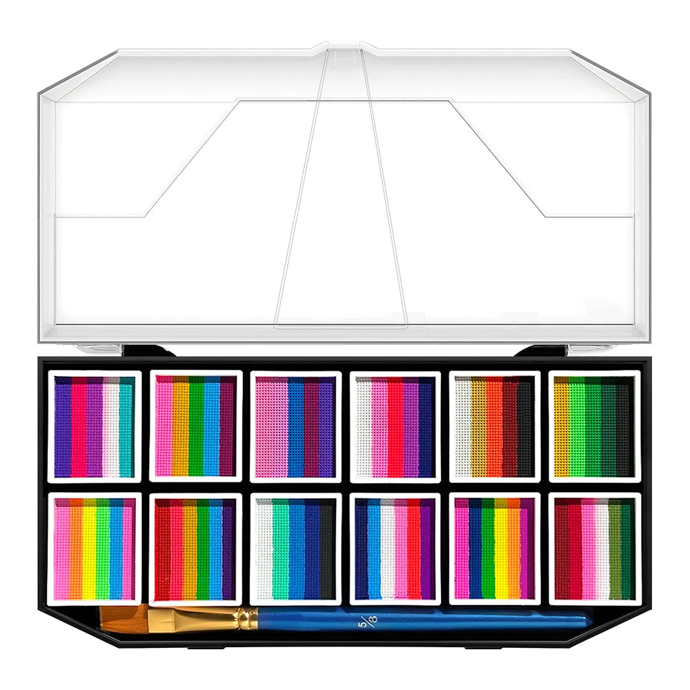 12 Grids colors Face painting Body paint Makeup rainbow Water-based Colorful Painting Set Christmas Palette for Adults and Kids