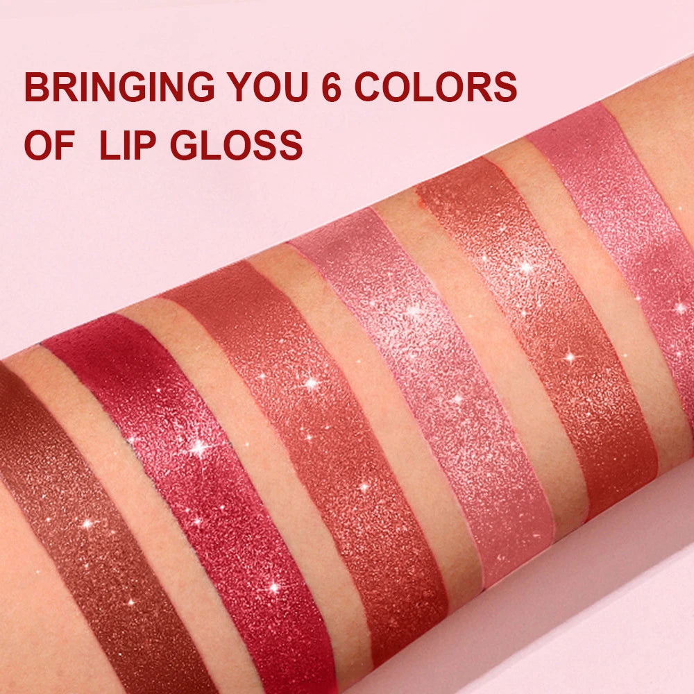 Diamond Glitter Lip Stick Waterproof Lasting Pearlescent Metallic Lip Balm Brown Lipgloss Women Lips Gloss Makeup Cosmetics