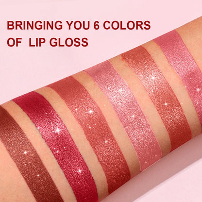 Diamond Glitter Lip Stick Waterproof Lasting Pearlescent Metallic Lip Balm Brown Lipgloss Women Lips Gloss Makeup Cosmetics