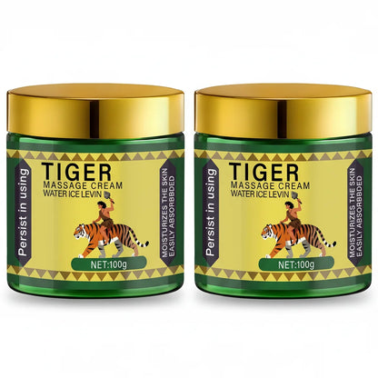 Tiger Massage Cream Moisturizes the Skin; Easily Absorbed. Persistent Soothing; Deeply Nourishing. Water Ice Levin. Net 100g.