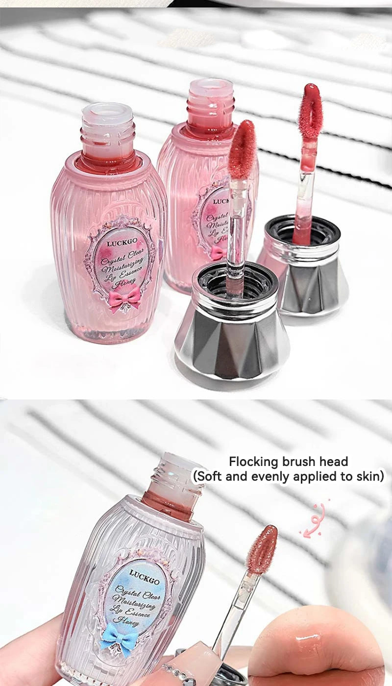 Lckgo Crystal Clear Moisture Lip Essence Gloss - Wrinkle Improvement Moisturizing Lip Balm, Mirror Gloss Lip Oil, Lipstick-Style Volume Lip Gloss