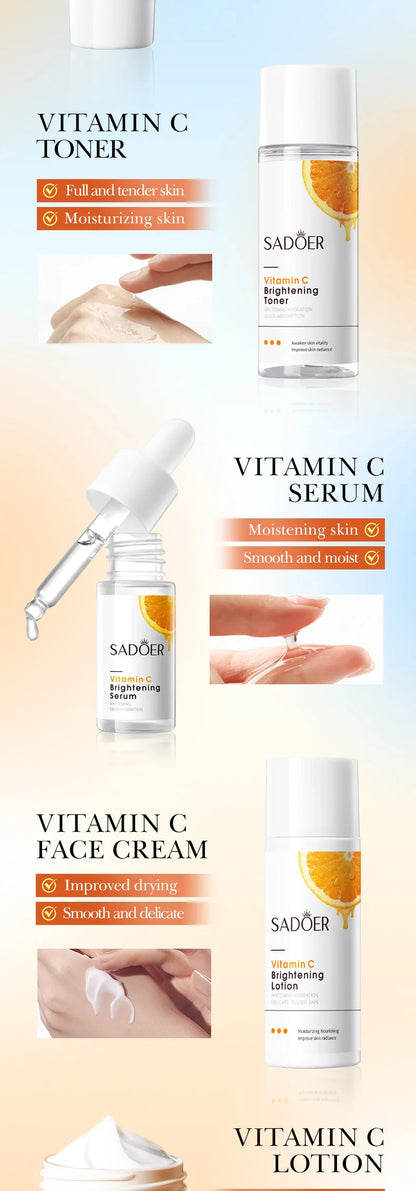 Orange Vitamin C Brightening Travel Kit 5-Piece – Hydrating Radiance-Boost Skincare Set for Fast Glow & Daily Moisture