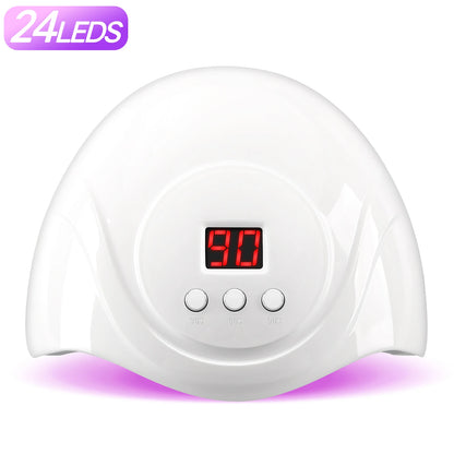 72W UV LED Nail Lamp Professional 24LEDS Gel Polish Drying Lamp With Automatic Sensing 3 Timer Nail Dryer Manicure Salon Tools