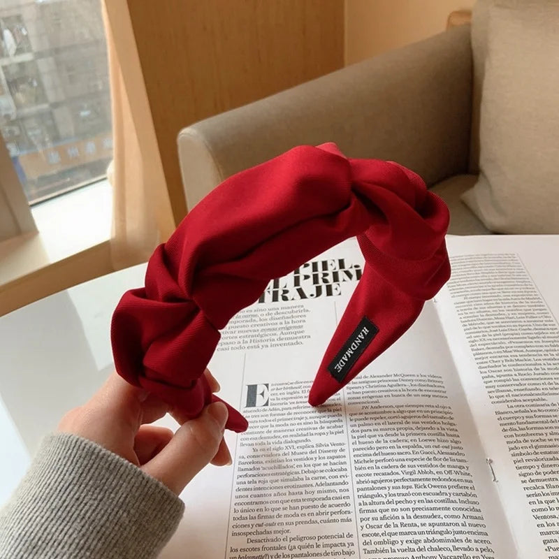 Korean Hair Accessories Solid Color Cotton Crumpled Women's Head Hoop Wide Bezel Makeup Hairbands for Ladies Headwear 2023 New