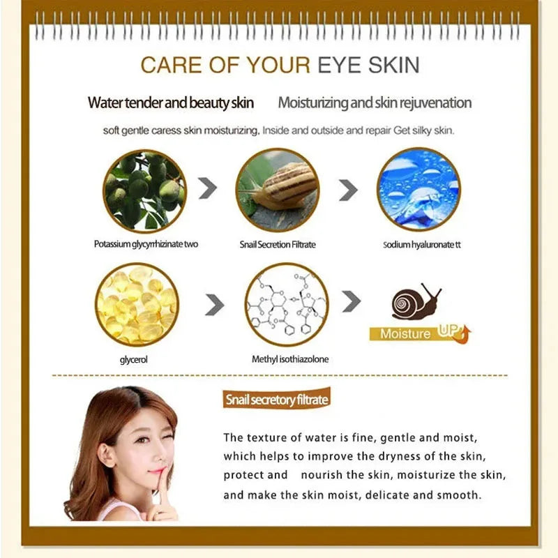 Snail Anti-Aging Face Cream Collagen Firming Fade Fine Lines Eye Massage Roller Anti Wrinkles Eye Bags Korean Skin Care Product