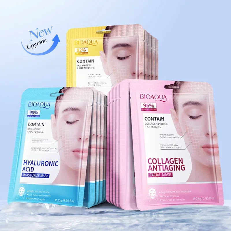 b 15pcs BIOAQUA Retinol Collagen Anti Wrinkle Facial Masks Moisturizing Anti-aging whitening Face Mask Facial Skin Care Products