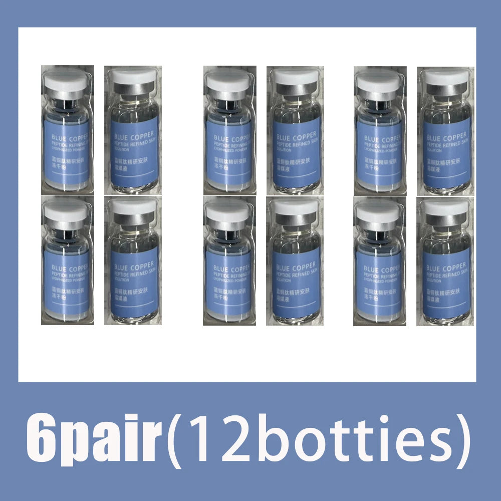 Blue Copper Peptide Freeze-Dried Powder Set Oligopeptide Anti Wrinkle Essence Shrink Pores Acne Treatment Skincare Serum