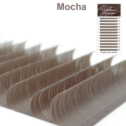NATUHANA Caramel Colored Lashes Extension Individual Faux Mink Colour False Eyelashes Brown Teal Mocha Lashes For Makeup Tools