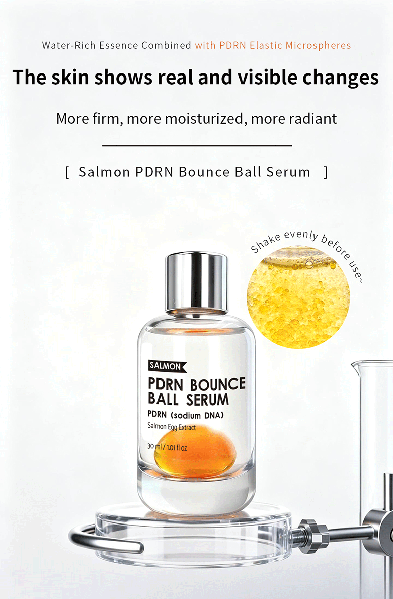 Salmon PDRN Bounce Ball Serum Anti-Aging Sodium DNA & Niacinamide Essence Shake-to-Activate Oil Beads for Instant Glow & Firming